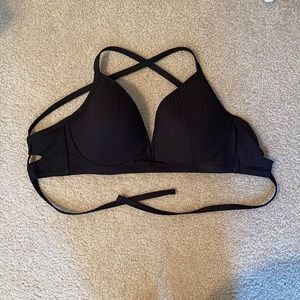 36 DD Black Ribbed Bathing Suit Top from Shade & Shore